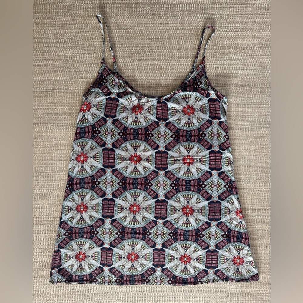 Tysa mini dress‎ red gray abstract boho adjustable strap lightweight women’s 2